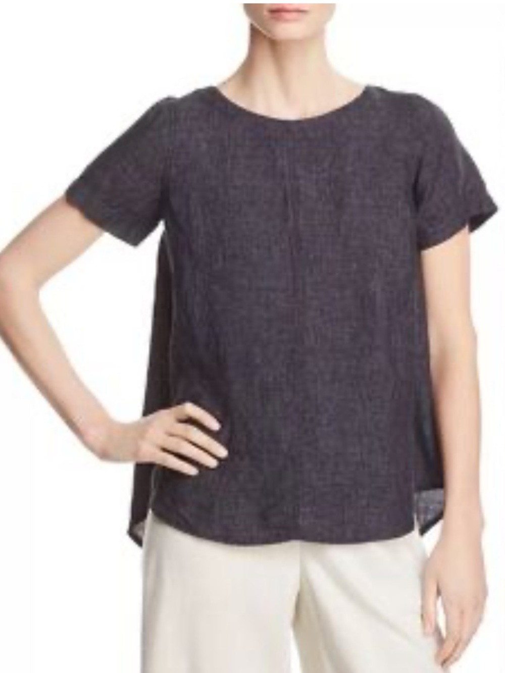 Eileen Fisher Short Sleeve Organic Linen Tunic Top XS